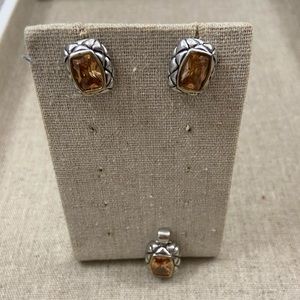 Sterling Silver Topaz Earrings and Pendant
